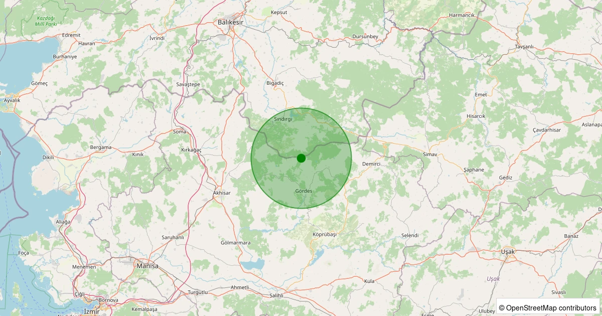 07 Aralık 2025 saat 09:30 - Gördes - Dutluca - 1.60ml depreminin harita gösterimi