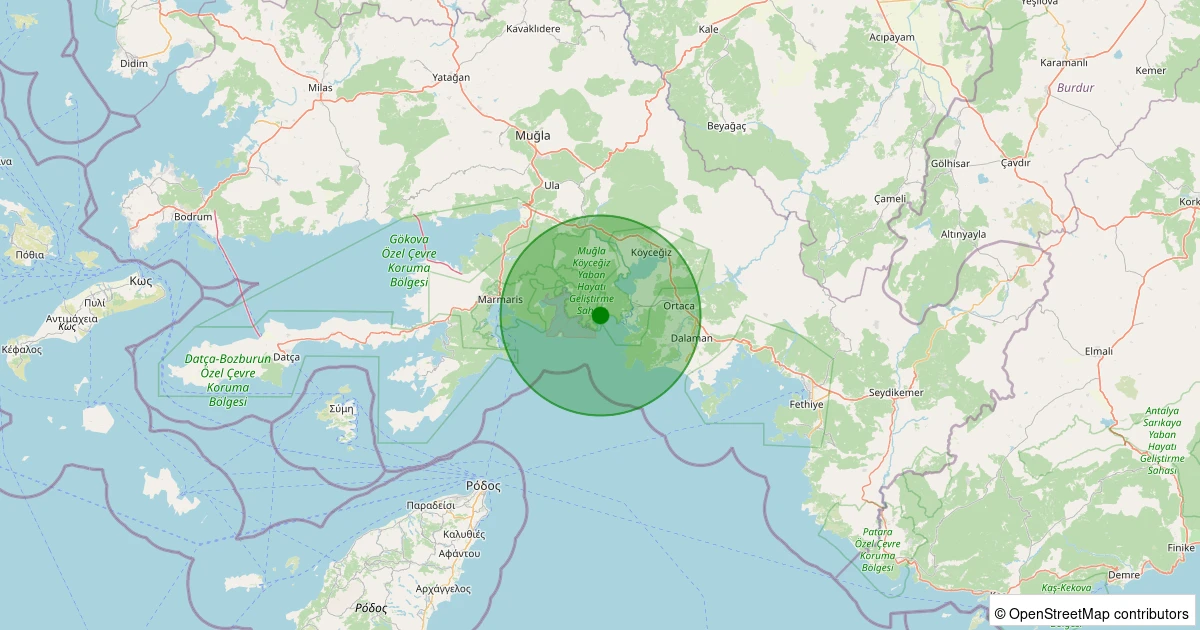 07 Aralık 2025 saat 10:42 - EKINCIK-KOYCEGIZ - 0.80ml depreminin harita gösterimi