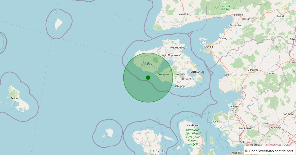 07 Aralık 2025 saat 11:13 - Ege Denizi - [47.77 km] Ayvacık (Çanakkale) - 1.60ML depreminin harita gösterimi