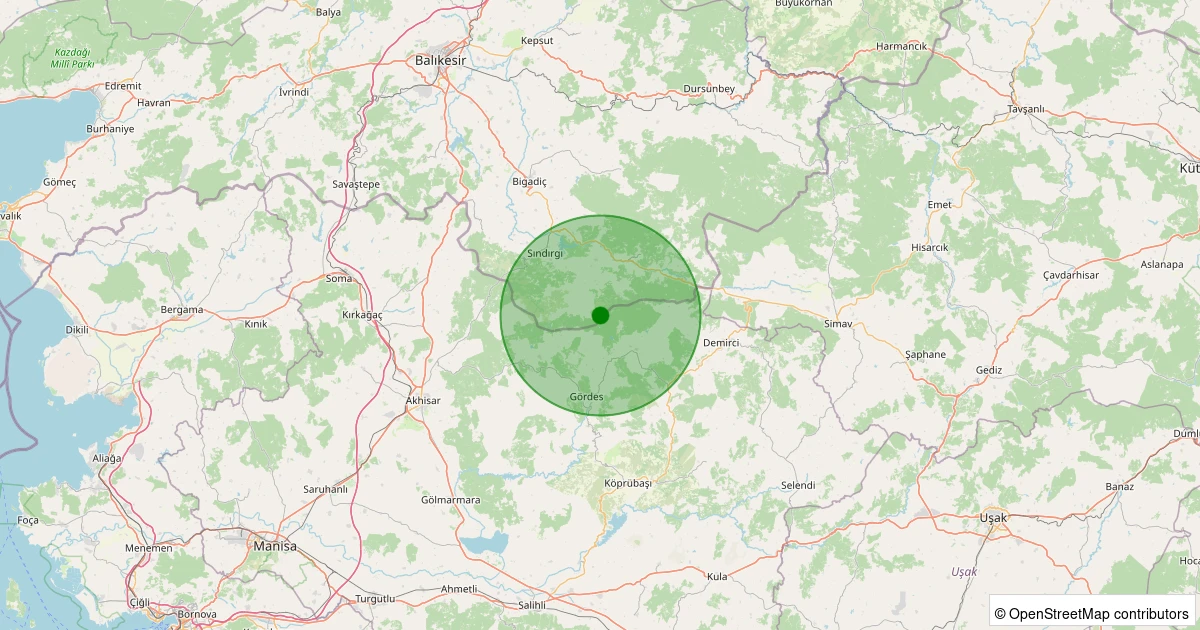 07 Aralık 2025 saat 19:08 - Sındırgı - Yüreğil/Merkez - 1.40ml depreminin harita gösterimi