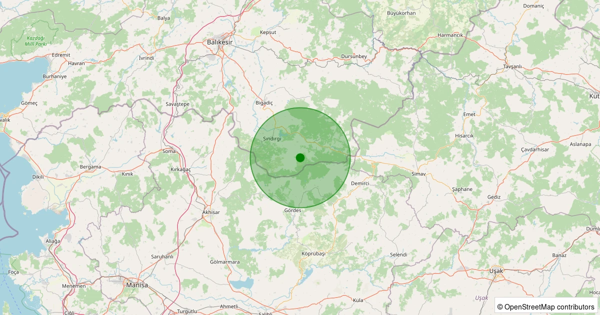 07 Aralık 2025 saat 19:08 - Sındırgı - Küçükdağdere - 1.30ML depreminin harita gösterimi