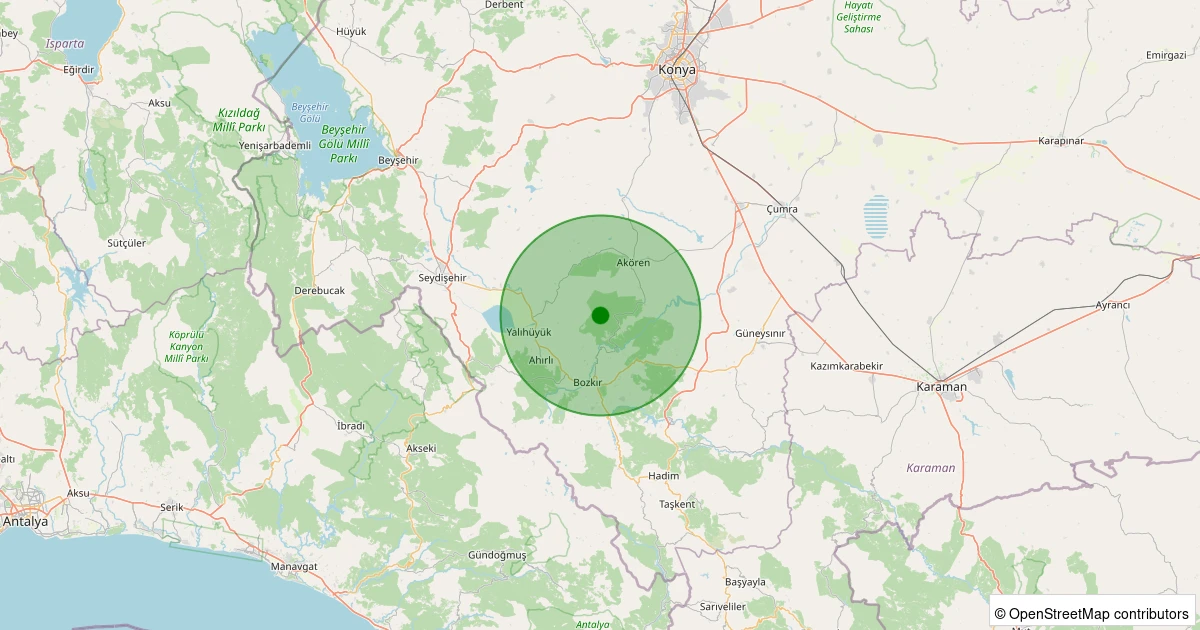 07 Aralık 2025 saat 19:28 - Akören - Avdan - 2.20ml depreminin harita gösterimi