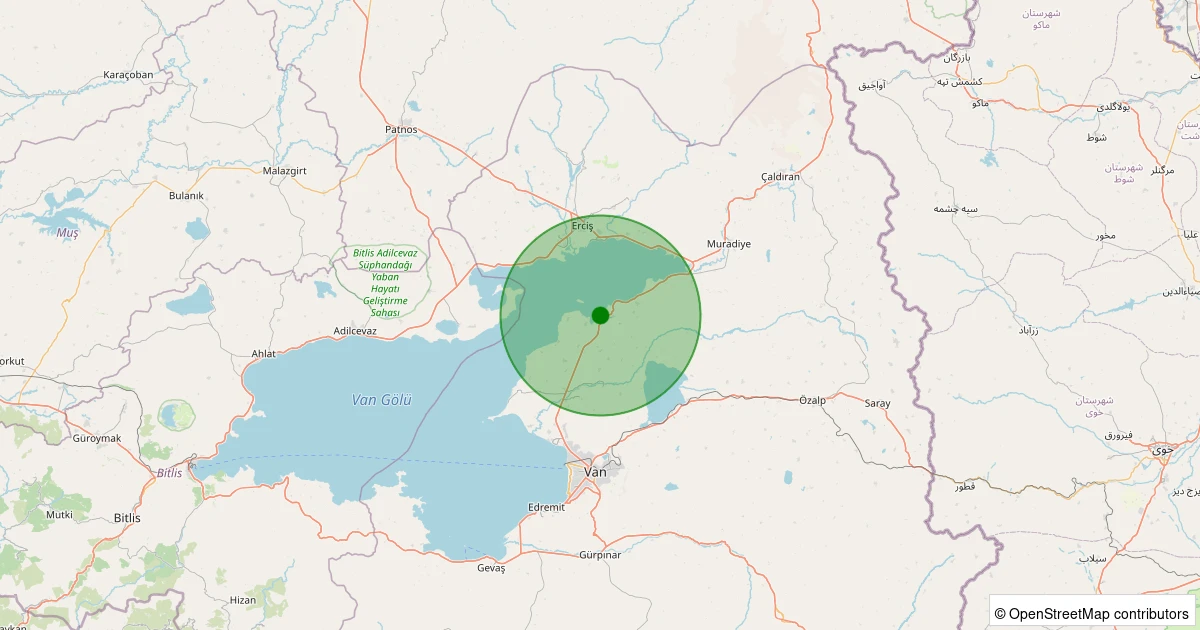 07 Aralık 2025 saat 22:55 - Tuşba - Kumluca - 2.20ml depreminin harita gösterimi