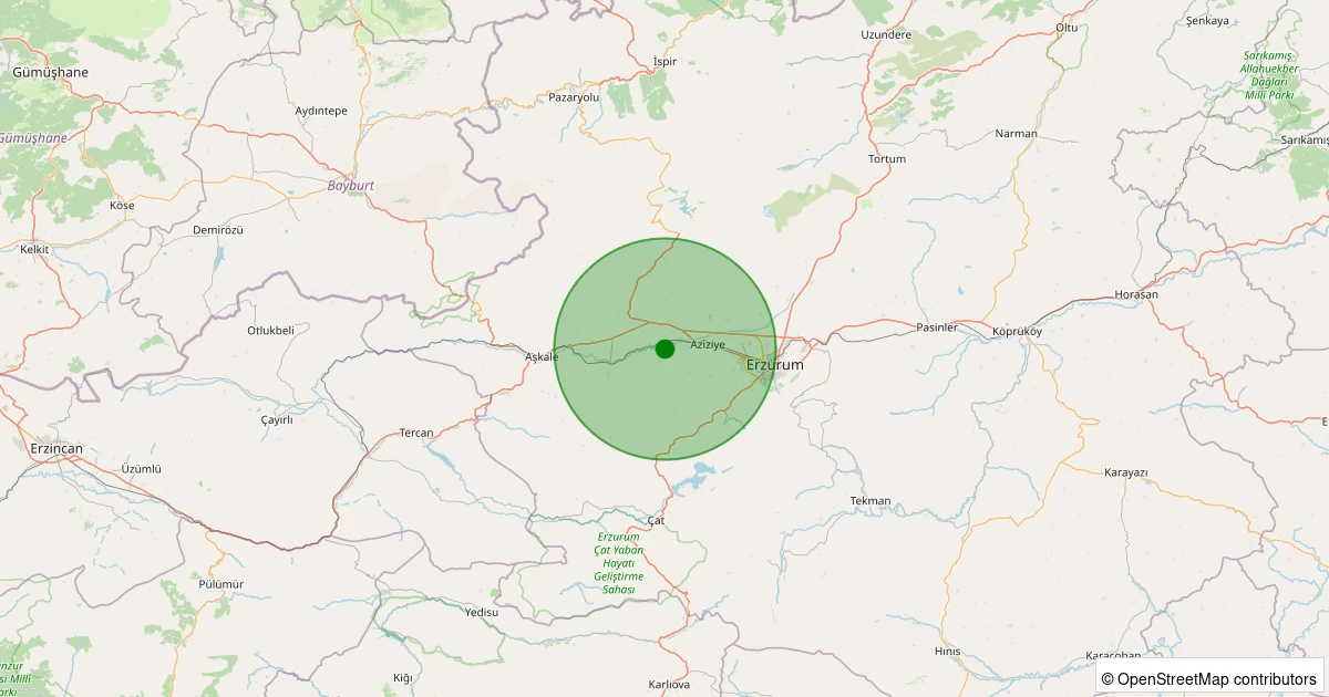 07 Aralık 2025 saat 23:00 - Aziziye - Tebrizcik - 1.00ML depreminin harita gösterimi