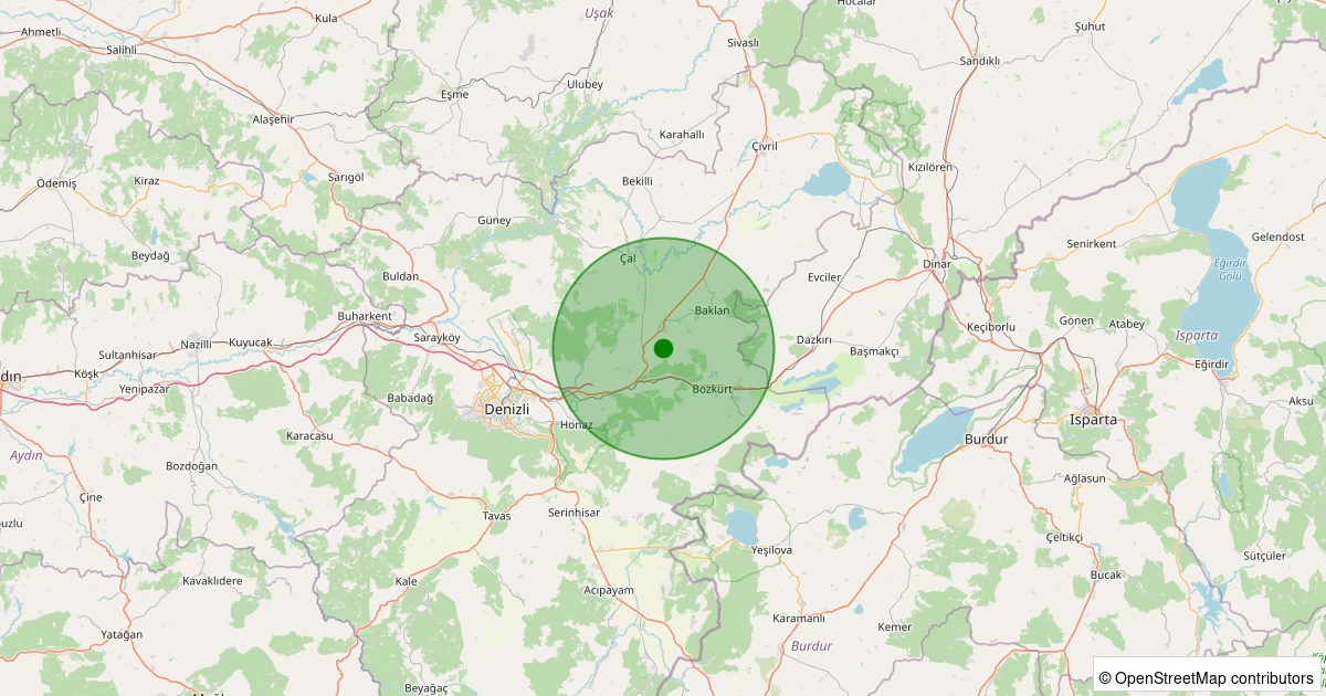 07 Aralık 2025 saat 23:20 - Bozkurt - Baklan Kuyucak - 1.00ml depreminin harita gösterimi