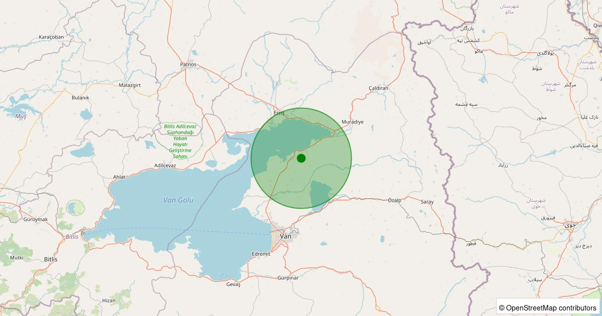 07 Aralık 2025 saat 23:40 - Tuşba - Canik - 1.50ml depreminin harita gösterimi