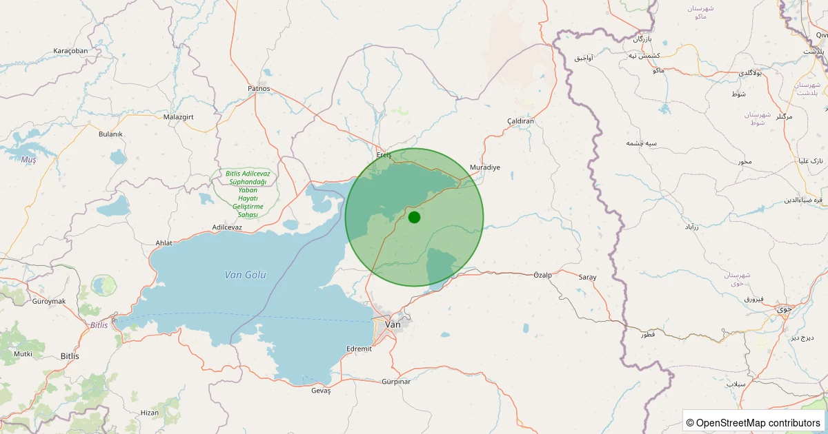 07 Aralık 2025 saat 23:40 - Tuşba - Canik - 1.50ML depreminin harita gösterimi