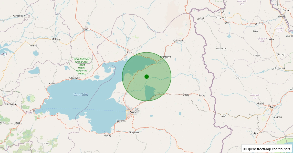 07 Aralık 2025 saat 23:36 - Tuşba - Akçift - 1.20ML depreminin harita gösterimi