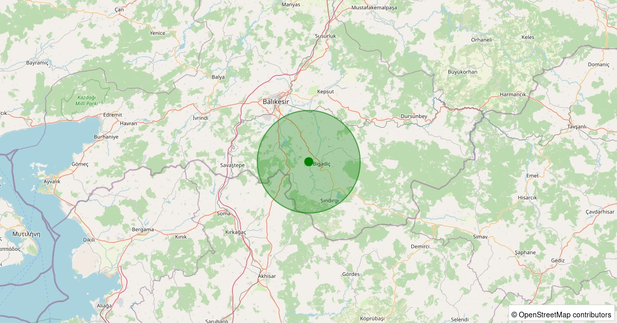 08 Aralık 2025 saat 00:54 - Bigadiç - Babaköy - 1.40ml depreminin harita gösterimi