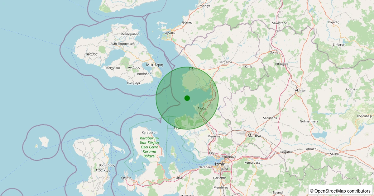 08 Aralık 2025 saat 00:42 - Ege Denizi - [09.24 km] Dikili (İzmir) - 2.20ML depreminin harita gösterimi