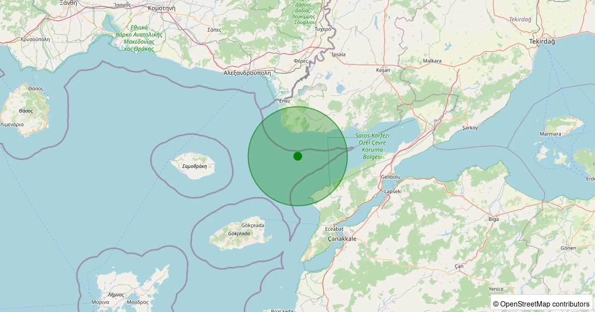 08 Aralık 2025 saat 01:00 - SAROS - 1.60ml depreminin harita gösterimi