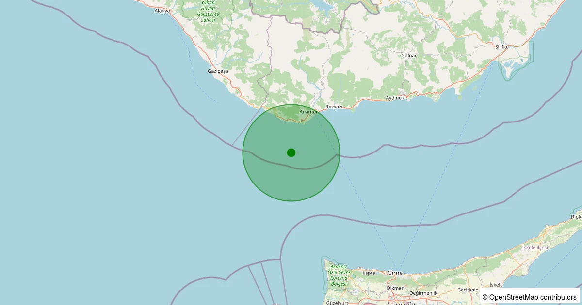 08 Aralık 2025 saat 01:56 - ANAMUR - 1.50ml depreminin harita gösterimi