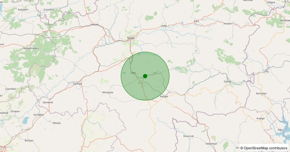 08 Aralık 2025 saat 02:19 - Ulaş - Eskikarahisar Köyü - 2.40ml depreminin harita gösterimi