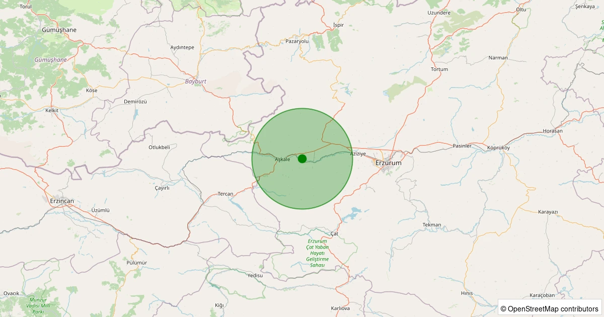 08 Aralık 2025 saat 02:06 - Aşkale - Çayköy - 1.20ML depreminin harita gösterimi