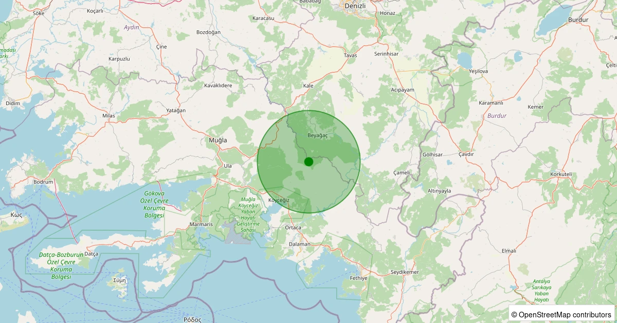 08 Aralık 2025 saat 02:28 - Beyağaç - Cumhuriyet - 1.10ml depreminin harita gösterimi