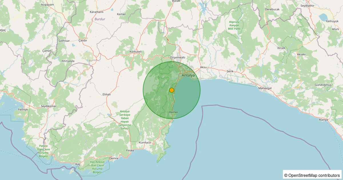 08 Aralık 2025 saat 03:31 - Konyaaltı - Liman - 4.30MW depreminin harita gösterimi
