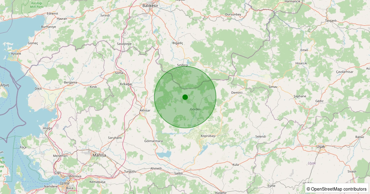 08 Aralık 2025 saat 05:14 - Gördes - Kabakoz - 1.00ml depreminin harita gösterimi