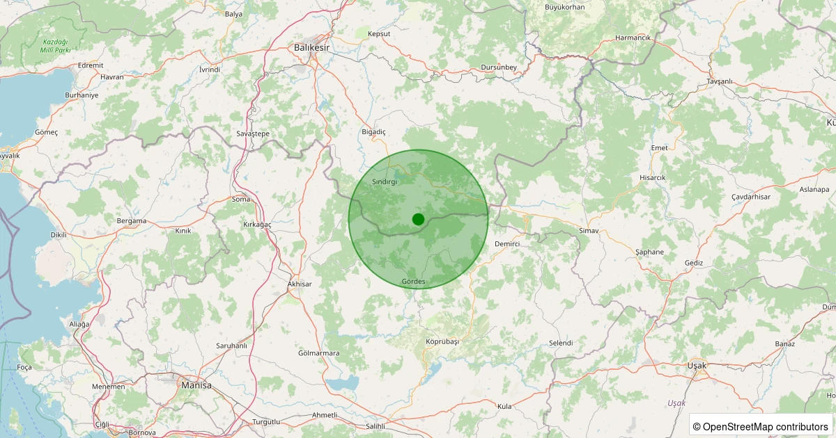 08 Aralık 2025 saat 05:33 - Sındırgı - Yüreğil/Merkez - 1.00ML depreminin harita gösterimi