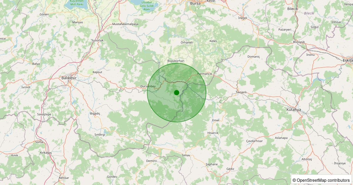 08 Aralık 2025 saat 05:19 - Dursunbey - Gökçedağ - 1.70ml depreminin harita gösterimi