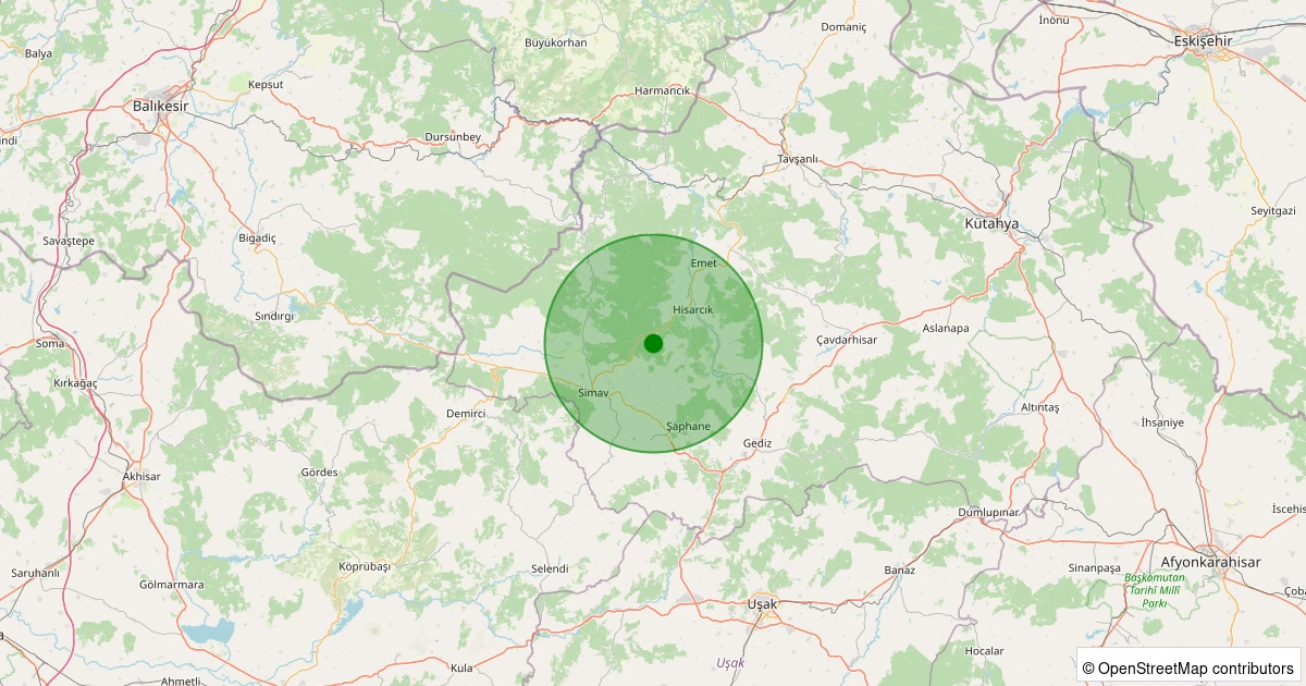 08 Aralık 2025 saat 06:28 - Hisarcık - Yeni Pınar Köyü - 1.50ml depreminin harita gösterimi