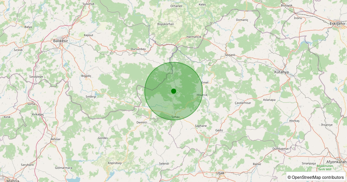 08 Aralık 2025 saat 06:27 - Simav - Karakoca Köyü - 1.40ml depreminin harita gösterimi