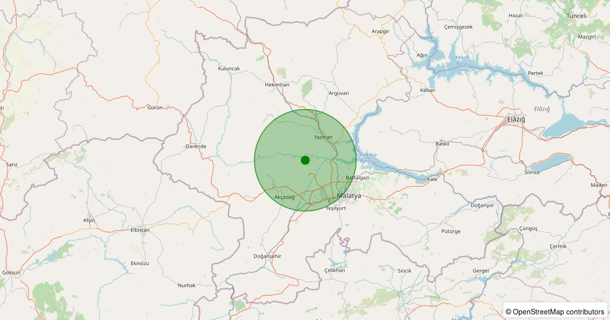 08 Aralık 2025 saat 06:46 - Akçadağ - Ilıcak - 1.90ml depreminin harita gösterimi