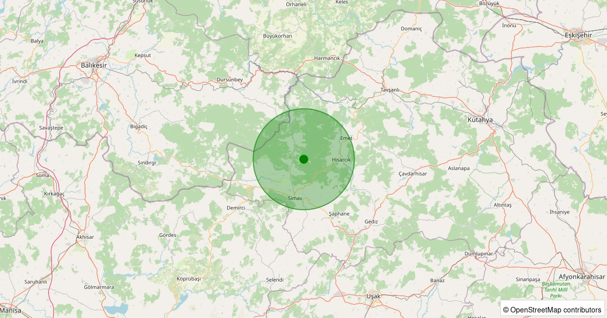 08 Aralık 2025 saat 06:35 - Simav - Yeşildere Köyü - 0.50ml depreminin harita gösterimi
