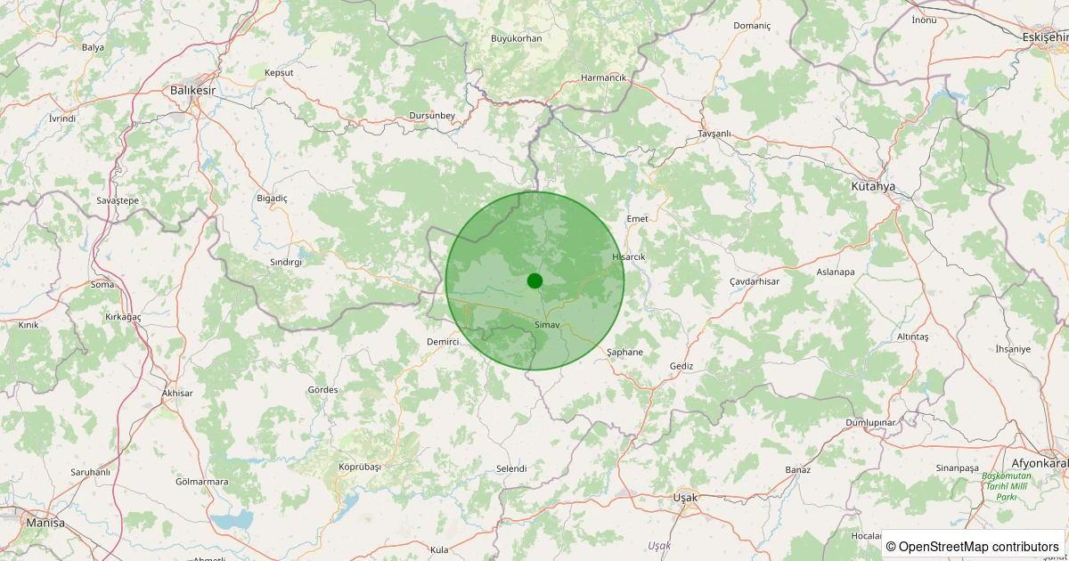 08 Aralık 2025 saat 06:46 - Simav - Hamzabey - 1.00ml depreminin harita gösterimi