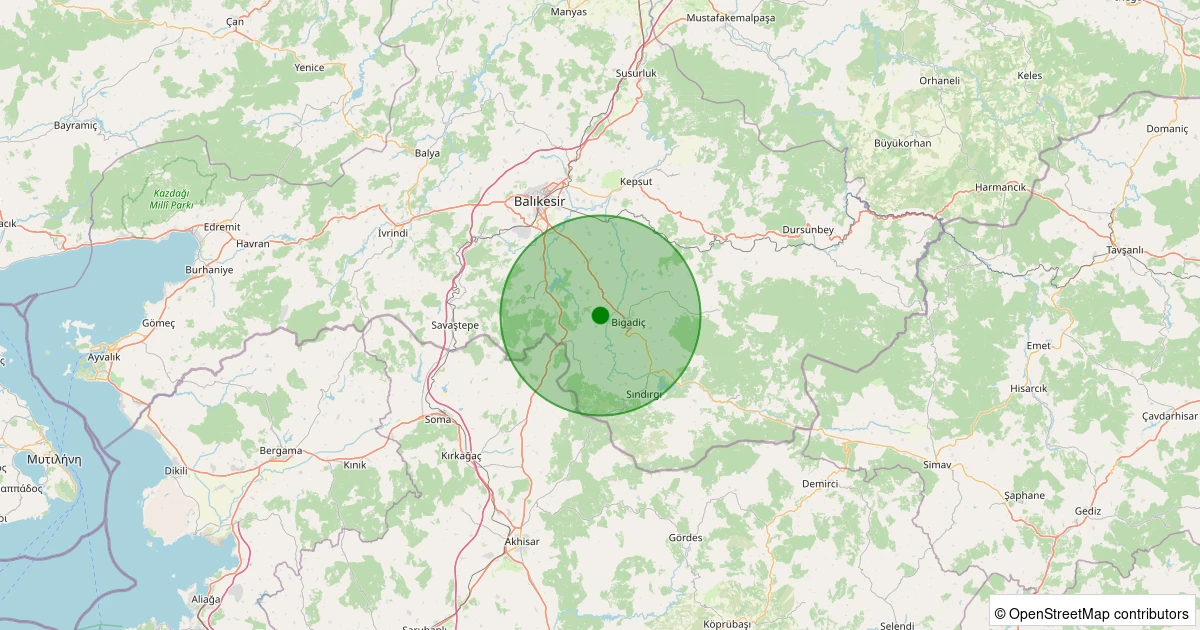 08 Aralık 2025 saat 07:14 - Bigadiç - Babaköy - 1.20ML depreminin harita gösterimi
