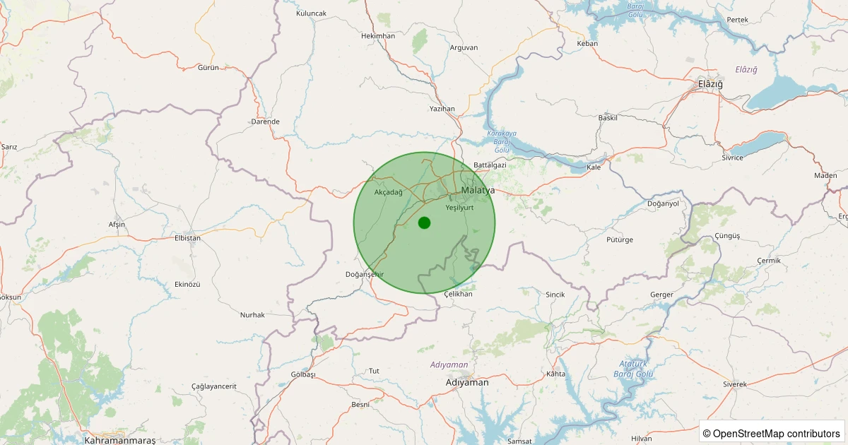 08 Aralık 2025 saat 10:41 - Yeşilyurt - Cafana - 1.20ML depreminin harita gösterimi