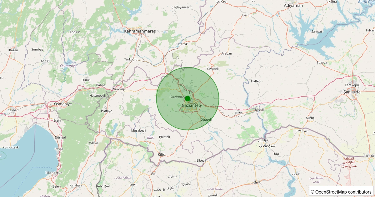 08 Aralık 2025 saat 11:42 - Şehitkamil - 1.50ml depreminin harita gösterimi
