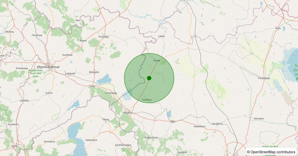08 Aralık 2025 saat 12:21 - Yunak - Ayrıtepe - 1.00ML depreminin harita gösterimi