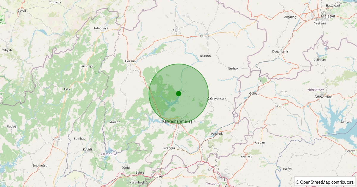 08 Aralık 2025 saat 11:42 - Onikişubat - Çakırdere - 1.40ML depreminin harita gösterimi