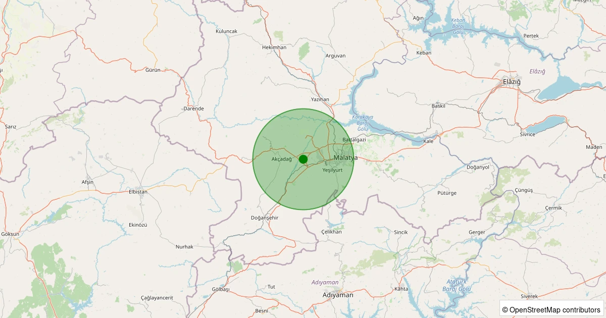 08 Aralık 2025 saat 12:22 - Akçadağ - Karanlıkdere - 1.00ml depreminin harita gösterimi