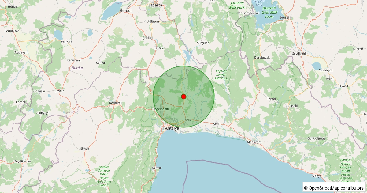 08 Aralık 2025 saat 13:21 - 23 km SSE of Kocaaliler, Turkey - 5.10mww depreminin harita gösterimi