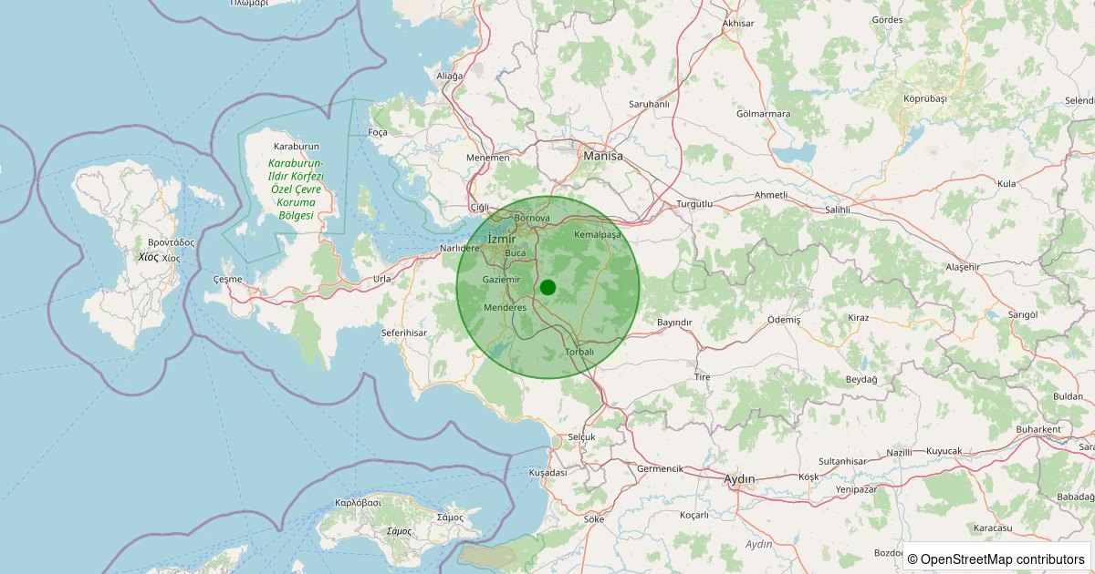 08 Aralık 2025 saat 11:31 - Buca - Belenbaşı Köyü - 1.10ML depreminin harita gösterimi