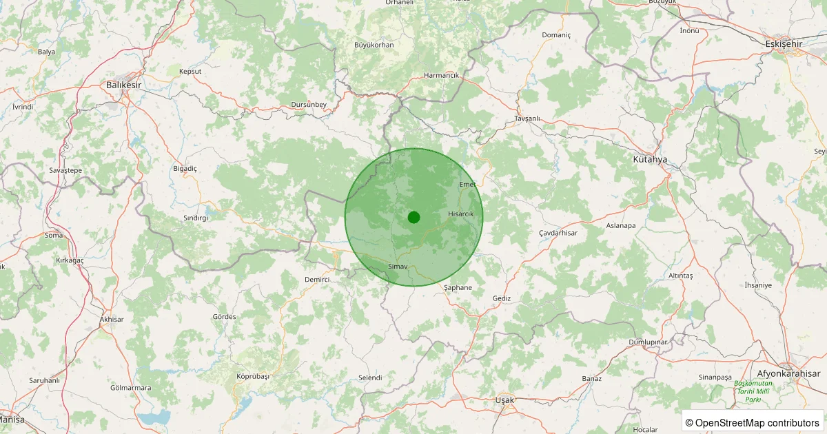 13 Ekim 2025 saat 10:48 - Simav - Şenköy Köyü - 1.70ml depreminin harita gösterimi