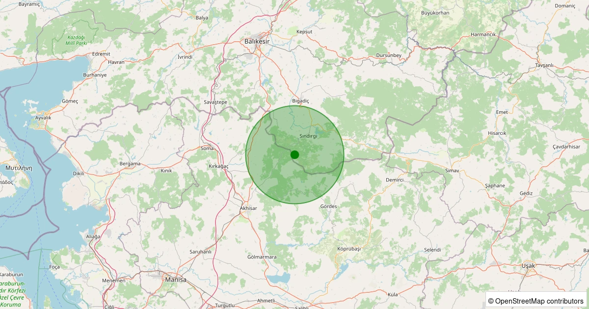 08 Aralık 2025 saat 13:50 - Sındırgı - 1.70ml depreminin harita gösterimi