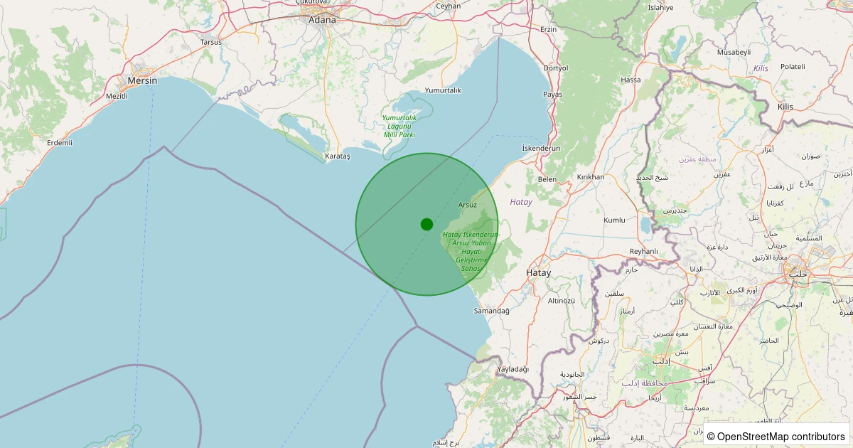 08 Aralık 2025 saat 14:09 - ISKENDERUN - 1.80ml depreminin harita gösterimi