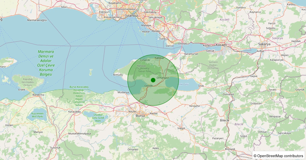 08 Aralık 2025 saat 14:16 - Gemlik - Şahinyurdu Köyü - 1.00ML depreminin harita gösterimi