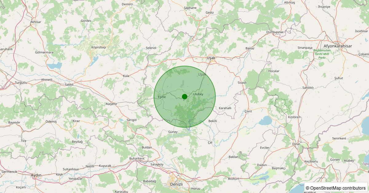 08 Aralık 2025 saat 14:28 - Ulubey - Karacaahmet Köyü - 1.00ml depreminin harita gösterimi