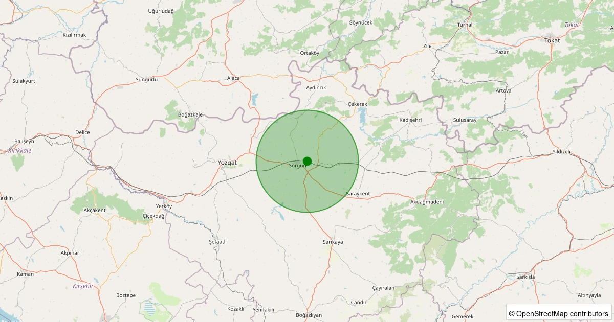 08 Aralık 2025 saat 14:20 - Sorgun - İkikara Köyü - 1.30ml depreminin harita gösterimi