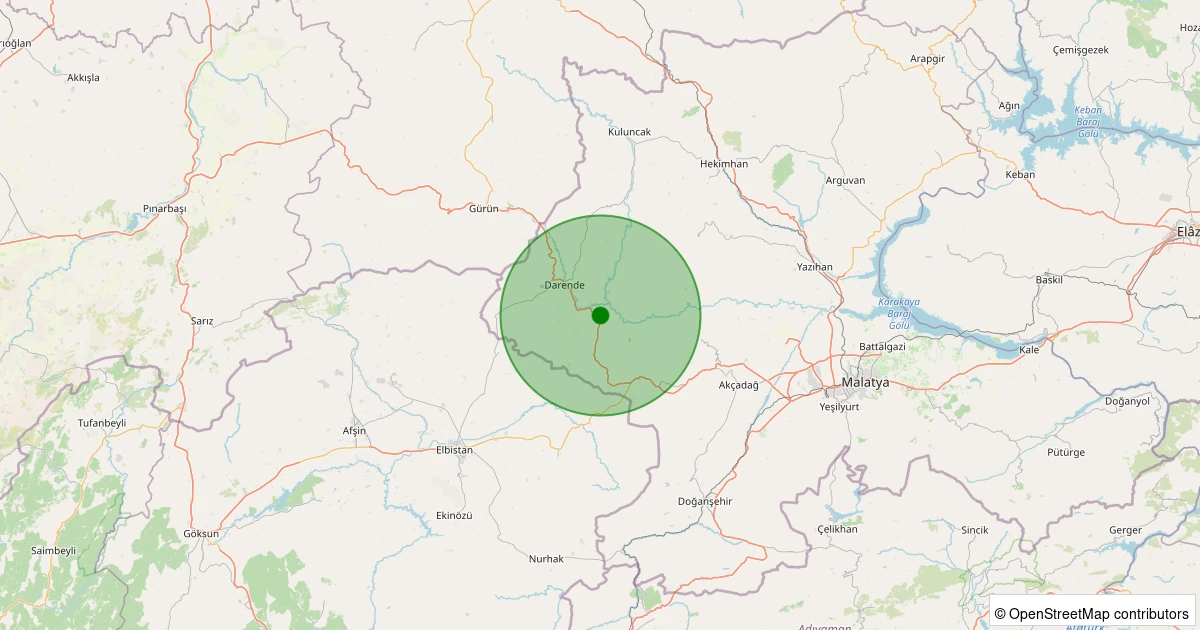 08 Aralık 2025 saat 18:48 - Darende - Balaban - 2.40ML depreminin harita gösterimi