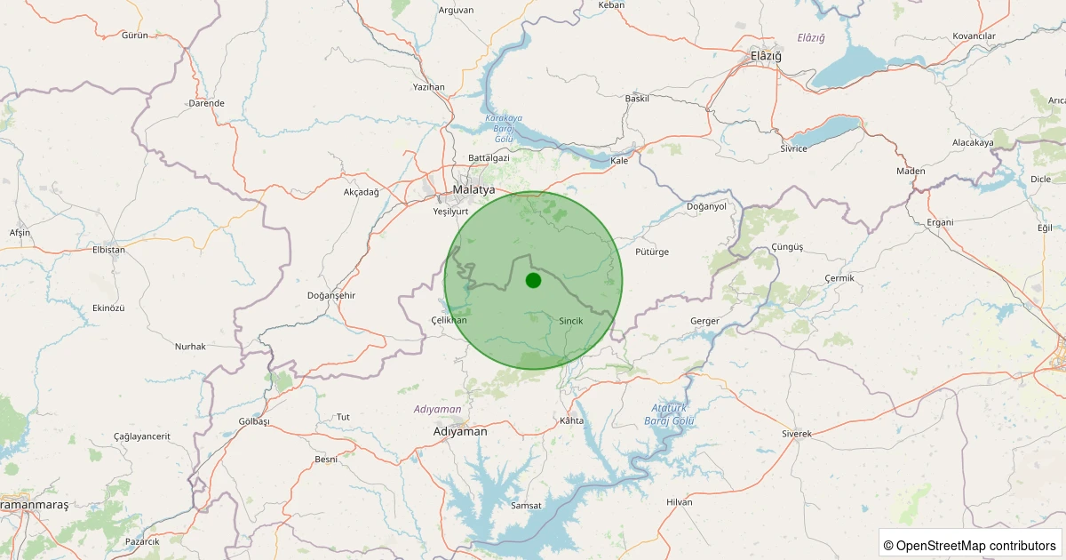 08 Aralık 2025 saat 18:39 - Sincik - Aksu Köyü - 2.00ml depreminin harita gösterimi