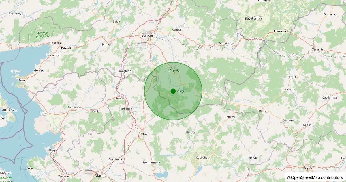 08 Aralık 2025 saat 18:25 - Sındırgı - Karagür - 1.60ml depreminin harita gösterimi