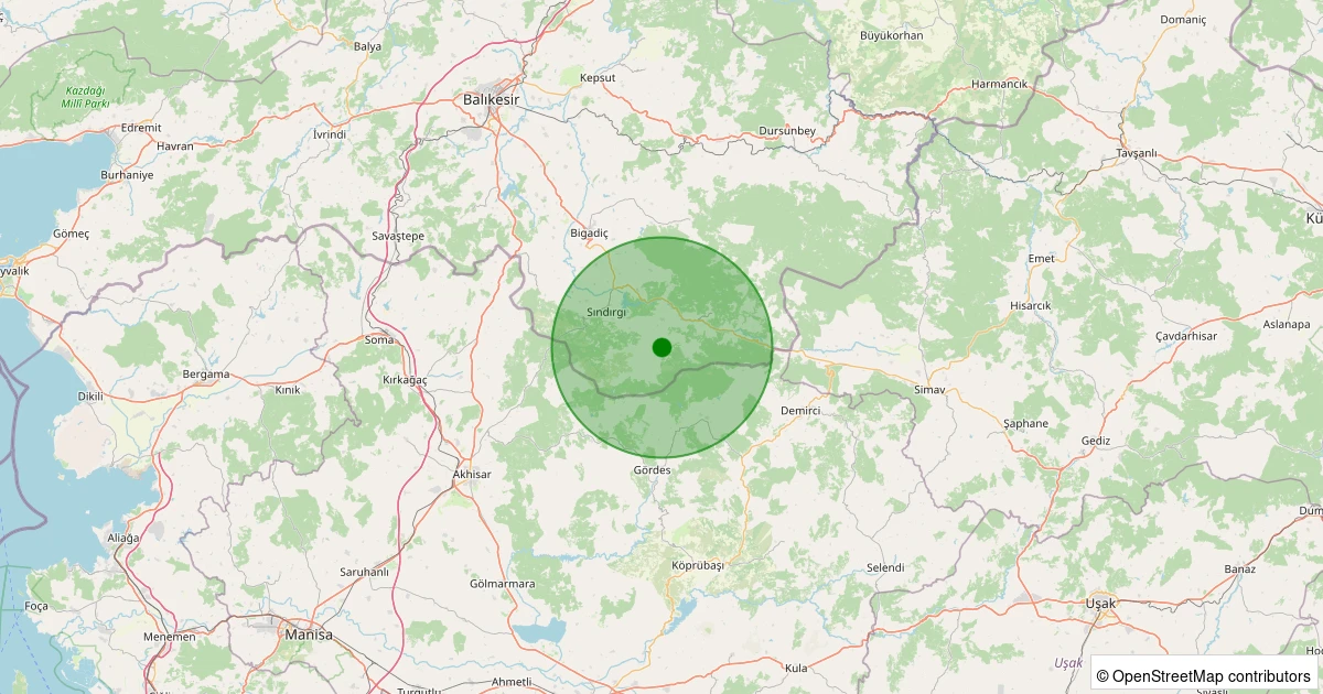 08 Aralık 2025 saat 19:38 - Sındırgı - Küçükdağdere - 1.80ml depreminin harita gösterimi