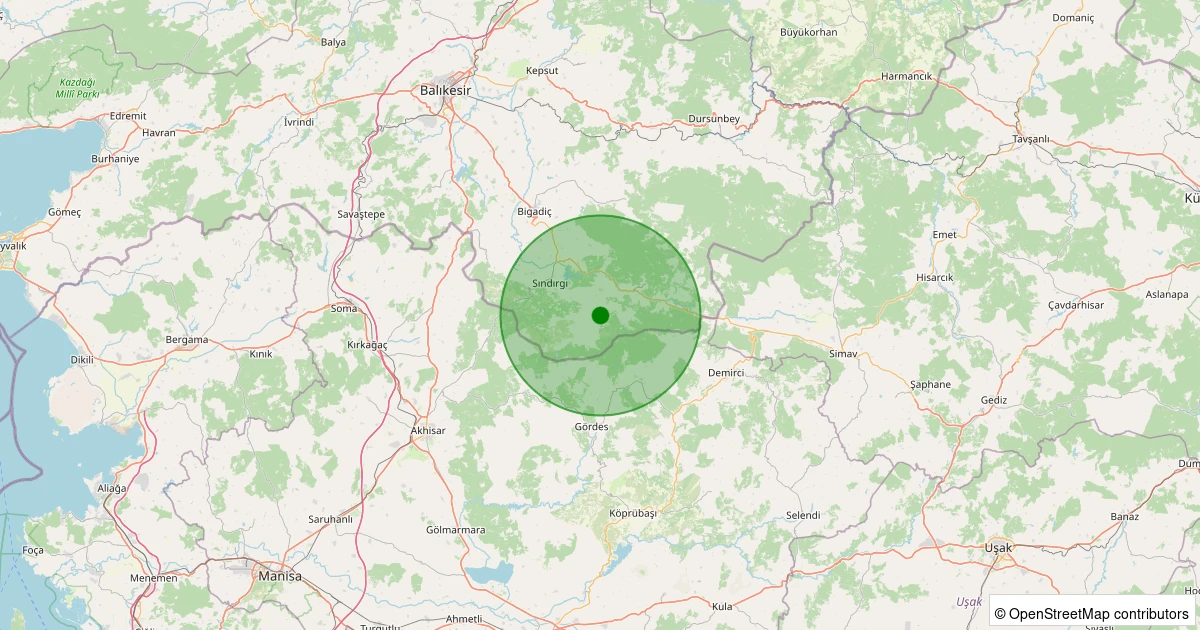 08 Aralık 2025 saat 19:38 - Sındırgı - Küçükdağdere - 1.80ML depreminin harita gösterimi