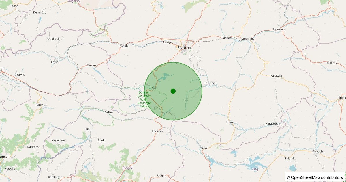 09 Aralık 2025 saat 00:44 - Tekman - 1.40ML depreminin harita gösterimi