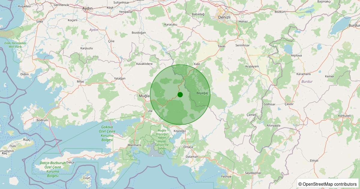 09 Aralık 2025 saat 01:07 - Menteşe - 1.50ml depreminin harita gösterimi