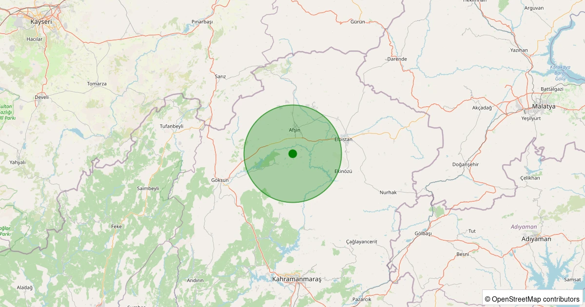 09 Aralık 2025 saat 02:15 - Afşin - Soğucak - 2.00ML depreminin harita gösterimi